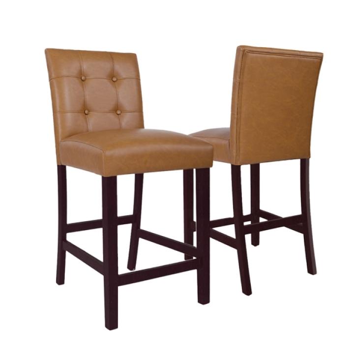 Camel Faux Leather Jeremy Counter Stools, Set of 2
