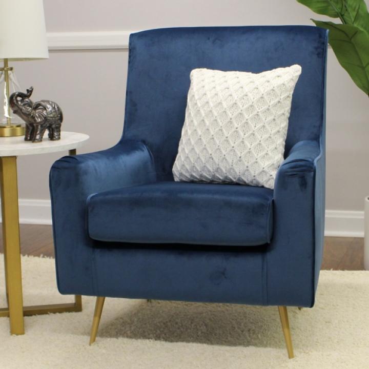 Parisian Blue Velvet Lana Accent Chair