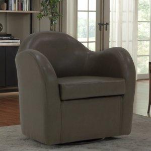 Max Charcoal Faux Leather Swivel Club Accent Chair