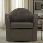Max Charcoal Faux Leather Swivel Club Accent Chair