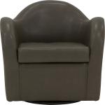 Max Charcoal Faux Leather Swivel Club Accent Chair