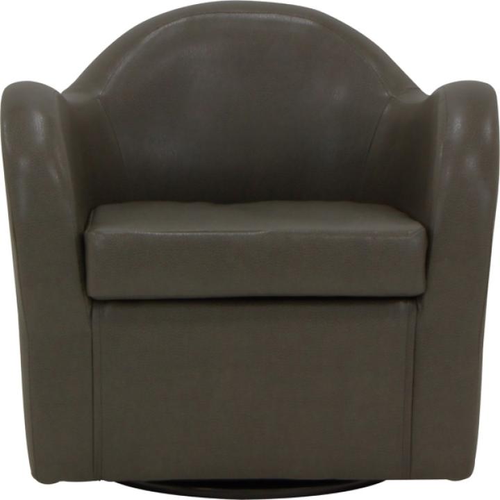 Max Charcoal Faux Leather Swivel Club Accent Chair