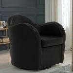 Max Black Faux Leather Swivel Club Accent Chair