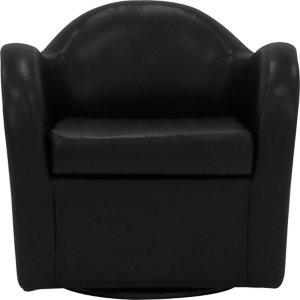 Max Black Faux Leather Swivel Club Accent Chair