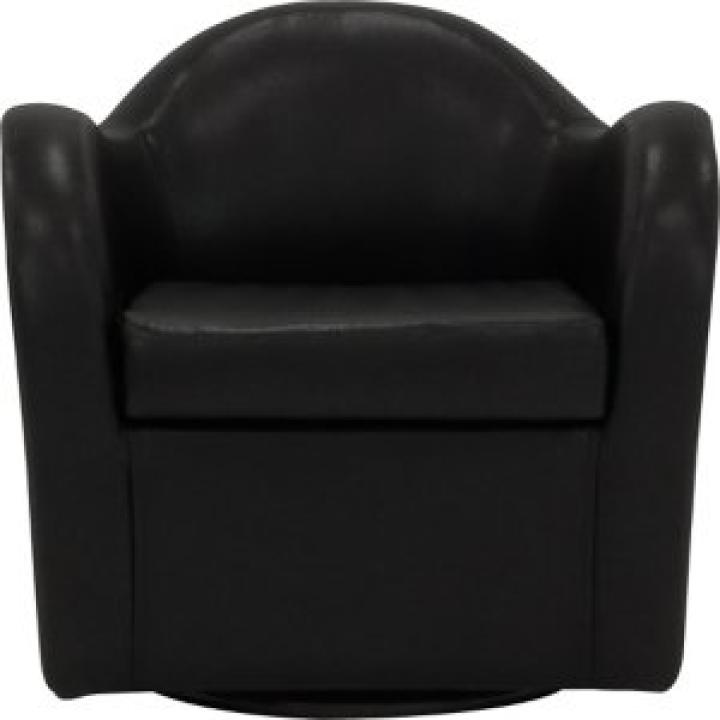 Max Black Faux Leather Swivel Club Accent Chair