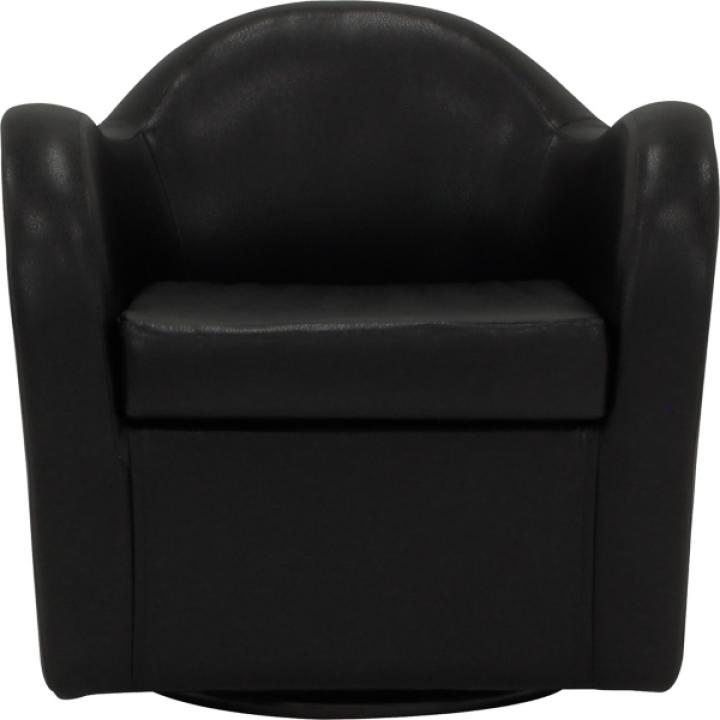 Max Black Faux Leather Swivel Club Accent Chair