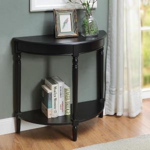 Black French Country Half Round Console Table