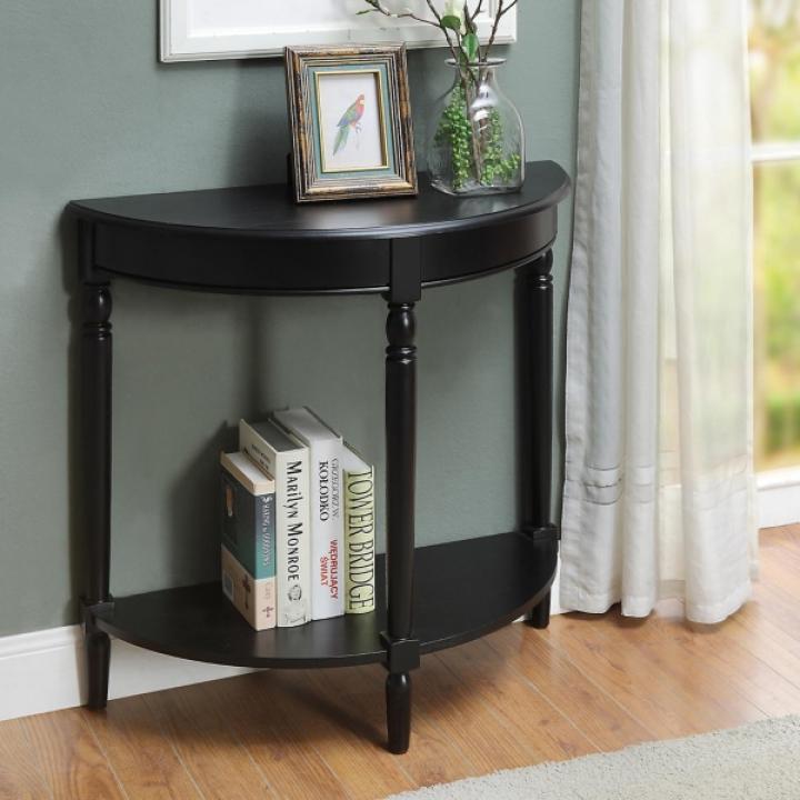 Black French Country Half Round Console Table