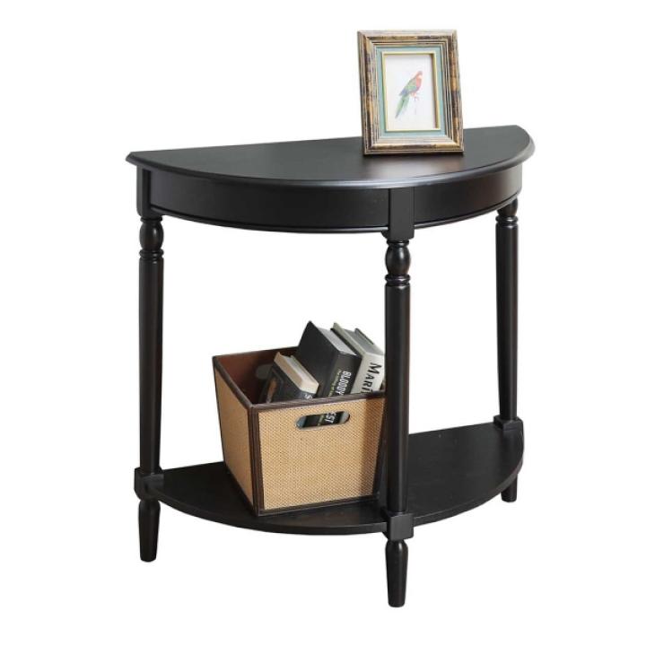 Black French Country Half Round Console Table