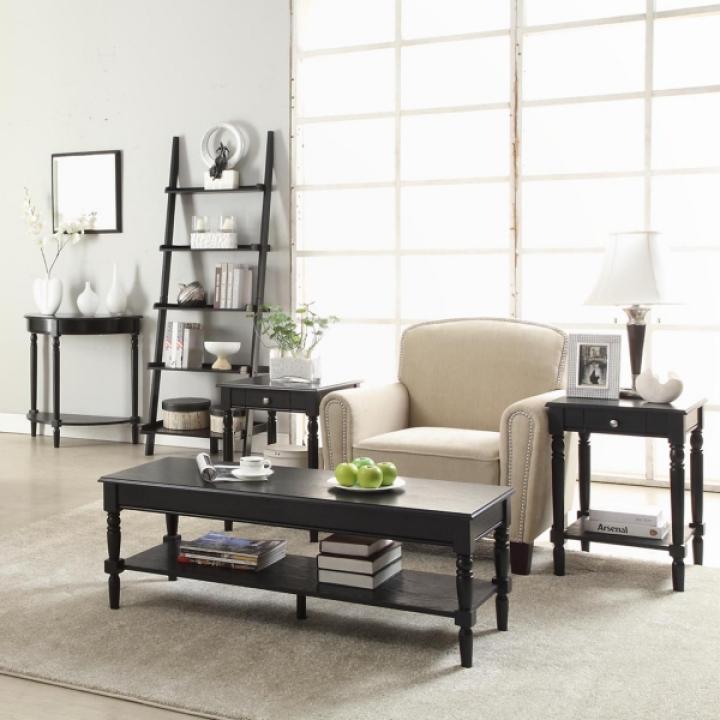 Black French Country Half Round Console Table