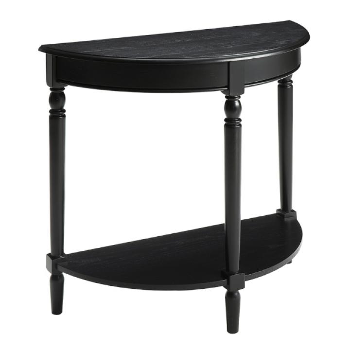 Black French Country Half Round Console Table