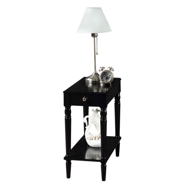 Black French Country Single Drawer Accent Table