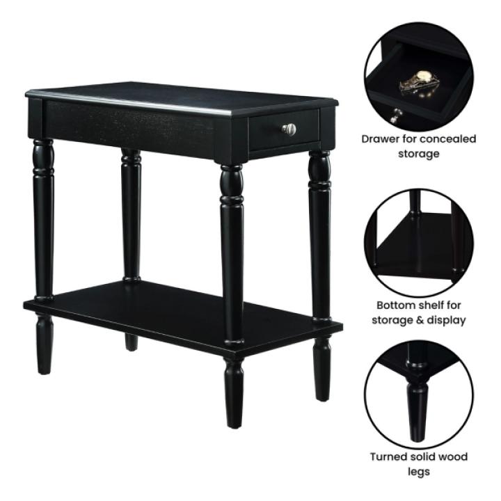 Black French Country Single Drawer Accent Table
