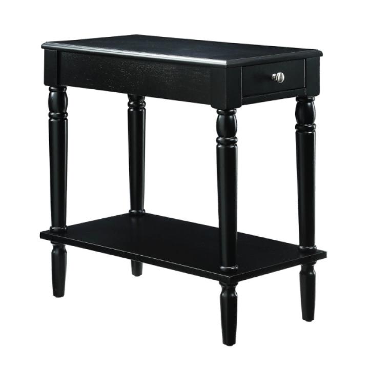Black French Country Single Drawer Accent Table