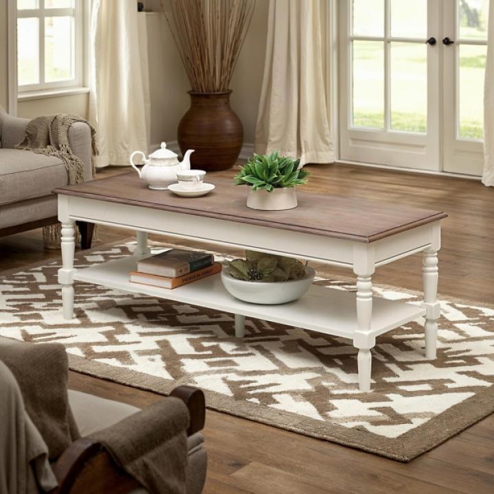 White and Natural Davis Coffee Table