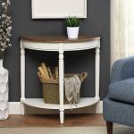 White and Natural Davis Half Round Console Table
