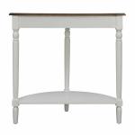 White and Natural Davis Half Round Console Table