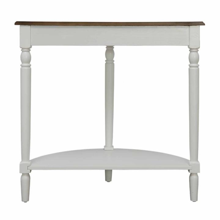 White and Natural Davis Half Round Console Table