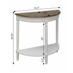 White and Natural Davis Half Round Console Table