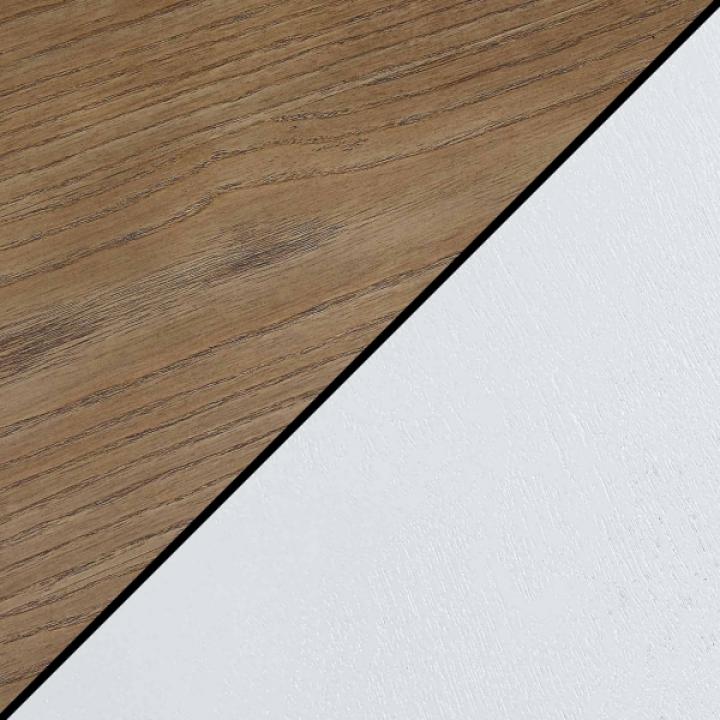 White and Natural Davis Half Round Console Table