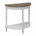 White and Natural Davis Half Round Console Table