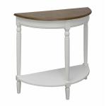 White and Natural Davis Half Round Console Table