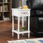 White Mirrored Drawer Square Accent Table