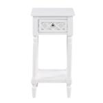 White Mirrored Drawer Square Accent Table