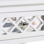 White Mirrored Drawer Square Accent Table