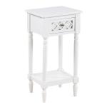 White Mirrored Drawer Square Accent Table