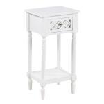 White Mirrored Drawer Square Accent Table