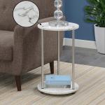 White Marble Two Tiered Metal Accent Table