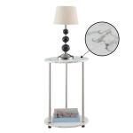 White Marble Two Tiered Metal Accent Table
