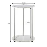 White Marble Two Tiered Metal Accent Table