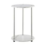White Marble Two Tiered Metal Accent Table