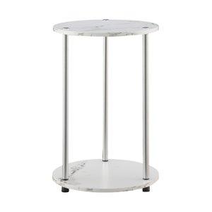 White Marble Two Tiered Metal Accent Table