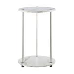 White Marble Two Tiered Metal Accent Table