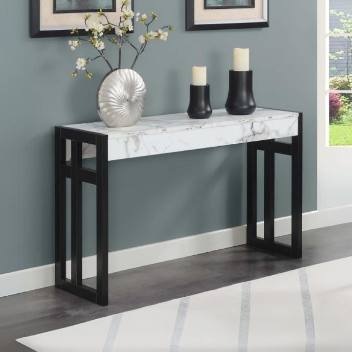 White Marble Monterey Console Table