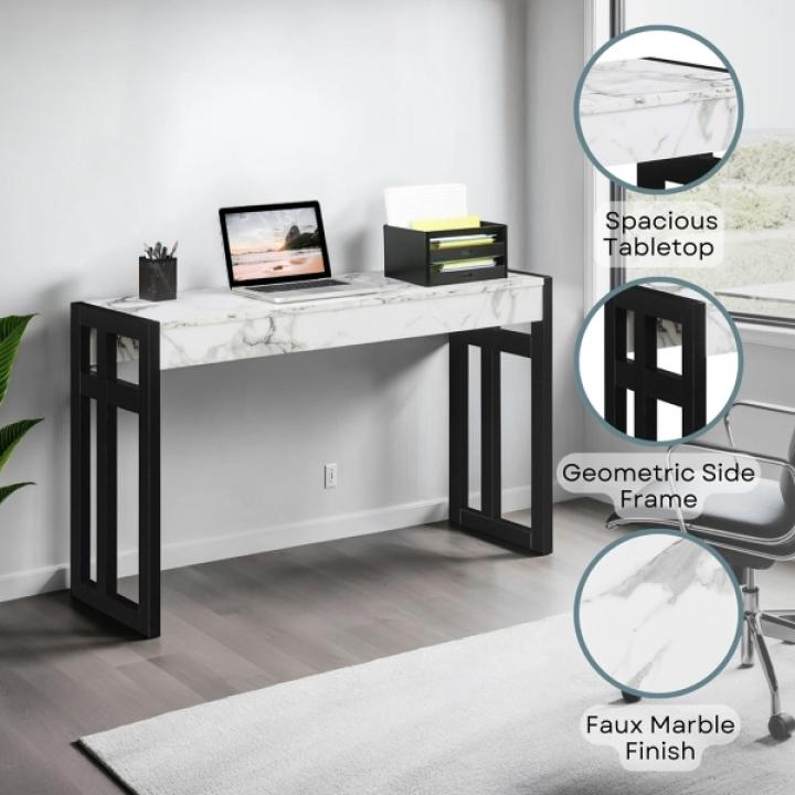 White Marble Monterey Console Table