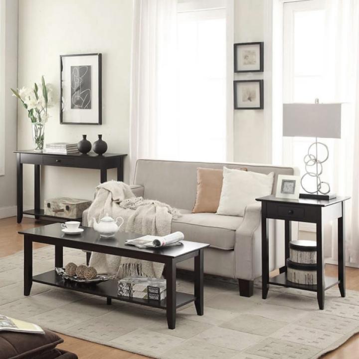 Black Single Drawer Square Accent Table