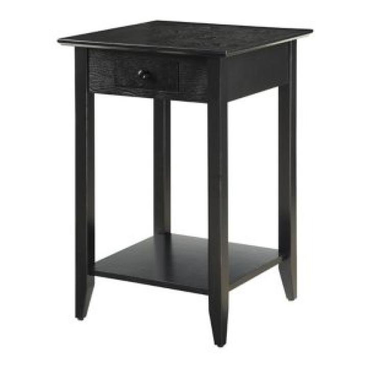 Black Single Drawer Square Accent Table