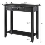 Slim Black Single Drawer Console Table