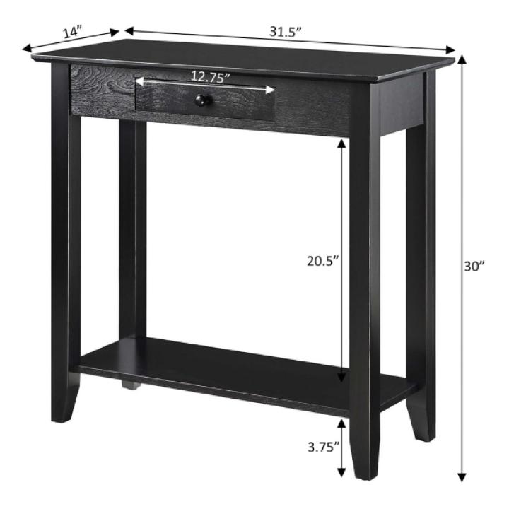 Slim Black Single Drawer Console Table