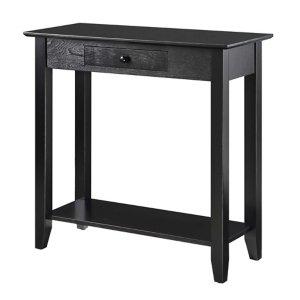 Slim Black Single Drawer Console Table
