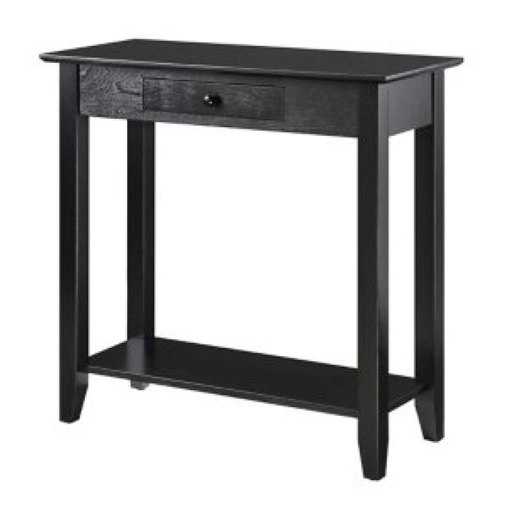 Slim Black Single Drawer Console Table