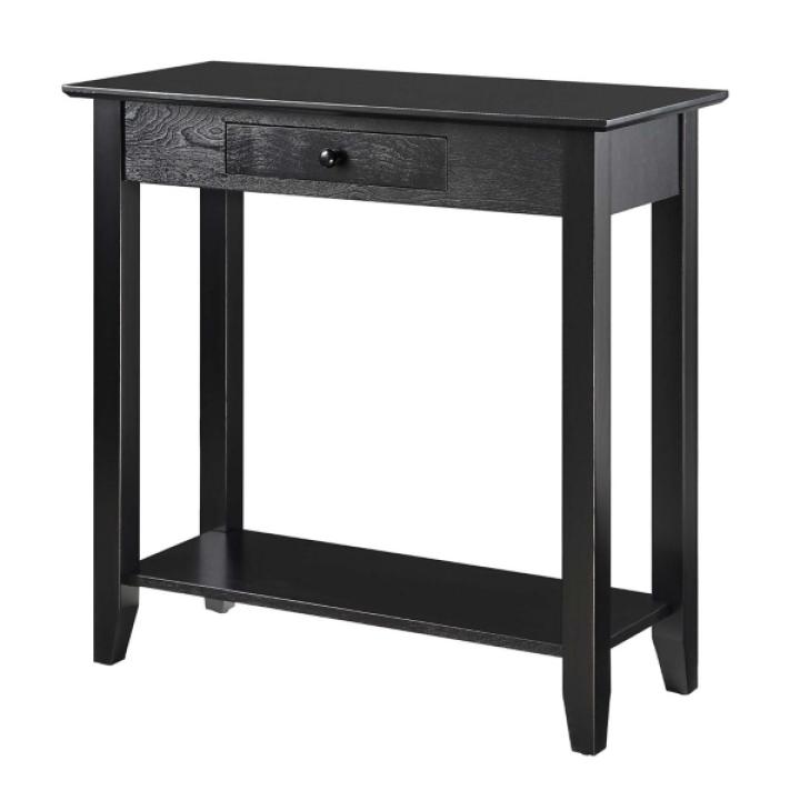 Slim Black Single Drawer Console Table
