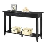 Long Black Single Drawer Console Table