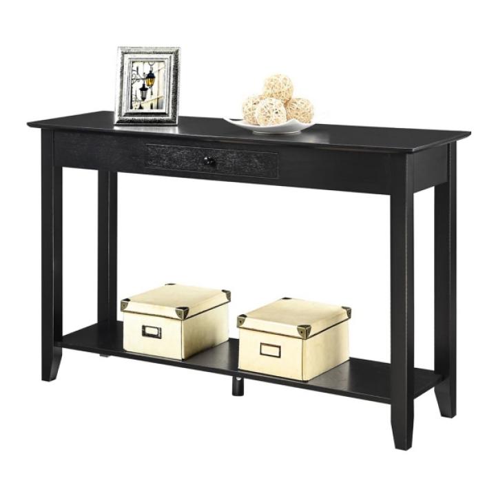 Long Black Single Drawer Console Table