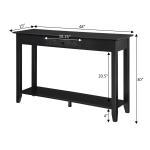 Long Black Single Drawer Console Table