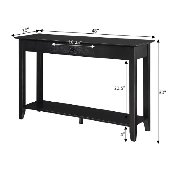 Long Black Single Drawer Console Table